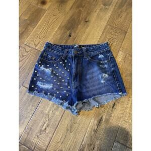 BDG Urban Outfitters Denim High Rise Cheeky Studded Cutoff Shorts Women's Sz 26